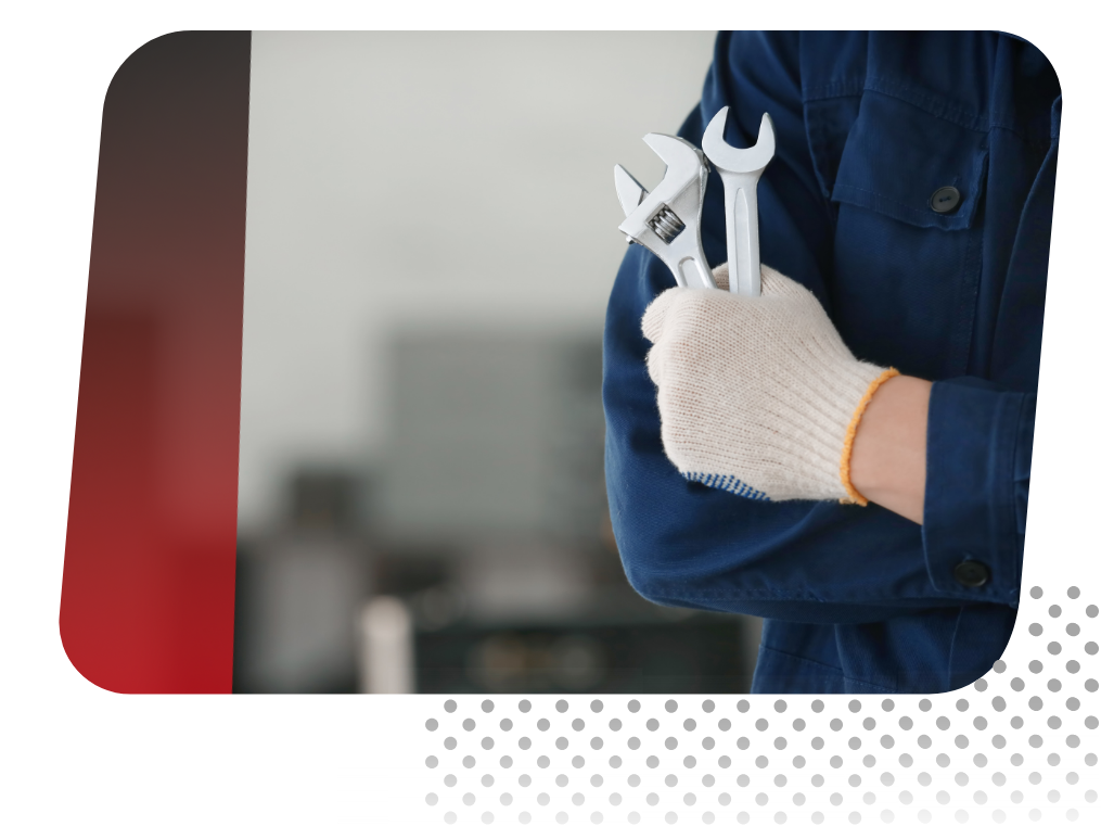 Technician holding tools.